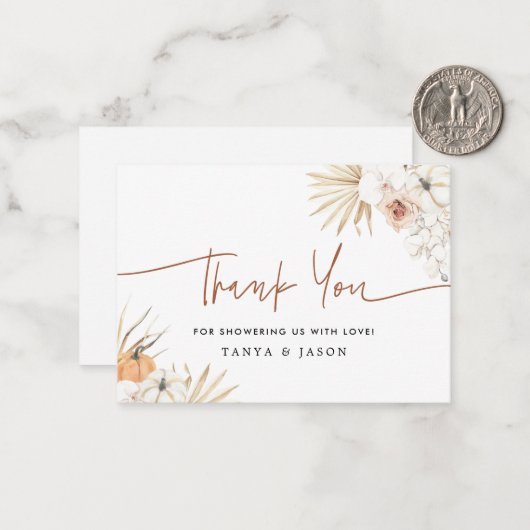 Fall Pumpkin Boho Kinderdusche Danke Karte (Vorderseite/Rückseite Beispiel)