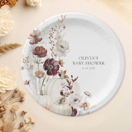 Fall Pumpkin Boho Wildflower Baby Shower Pappteller