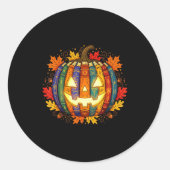 Fall Pumpkin Book Lover, Soky Librarian Teacher Ha Runder Aufkleber (Vorderseite)