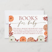 Fall Pumpkin Book Request Baby Show Card Dankeskarte (Vorderseite)