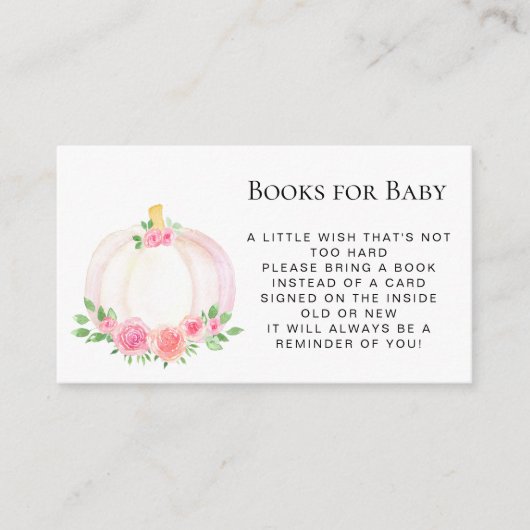 Fall Pumpkin Book Request Girl's Baby Shower Begleitkarte (Vorderseite)