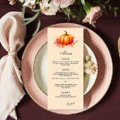 Fall Pumpkin Botanical Wedding Flat Menü Menükarte