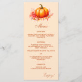Fall Pumpkin Botanical Wedding Flat Menü Menükarte (Vorderseite)