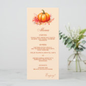 Fall Pumpkin Botanical Wedding Flat Menü Menükarte (Stehend Vorderseite)