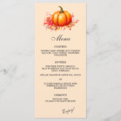 Fall Pumpkin Botanical Wedding Flat Menü Menükarte (Vorderseite)
