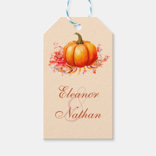 Fall Pumpkin Botanische Hochzeit Geschenkanhänger (Vorderseite)