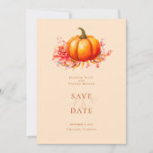 Fall Pumpkin Botanische Hochzeit retten das Datum Einladung (Vorderseite)