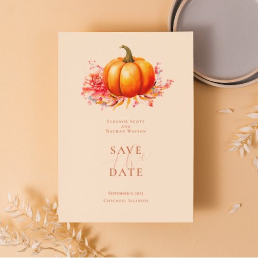 Fall Pumpkin Botanische Hochzeit retten das Datum Einladung