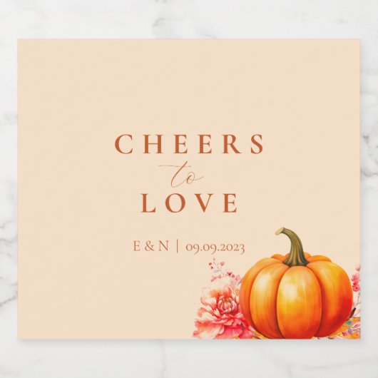 Fall Pumpkin Botanische Hochzeit Schaumweinetikett (Einzelnes Label)