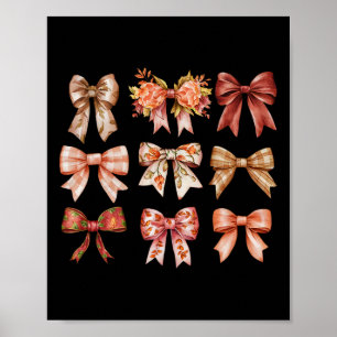 Fall Pumpkin Bow Coquette Herbstleaves Thanksgivi Poster