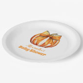 Fall Pumpkin Bow Girl Baby Dusche Pappteller (Schrägansicht)