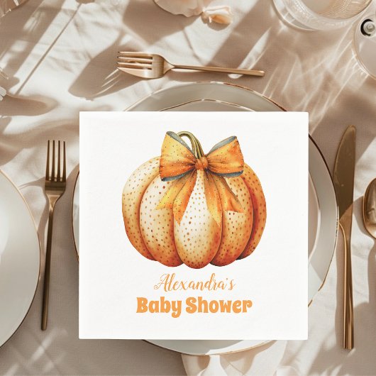 Fall Pumpkin Bow Girl Baby Dusche Serviette