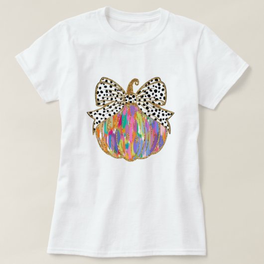 Fall Pumpkin Bow Glitzer Women T-Shirt (Design vorne)