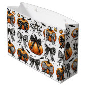 Fall Pumpkin Bow Große Geschenktüte (Rückseite Schrägansicht)