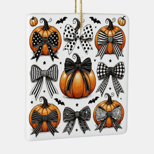 Fall Pumpkin Bow Keramikornament (Rechts)