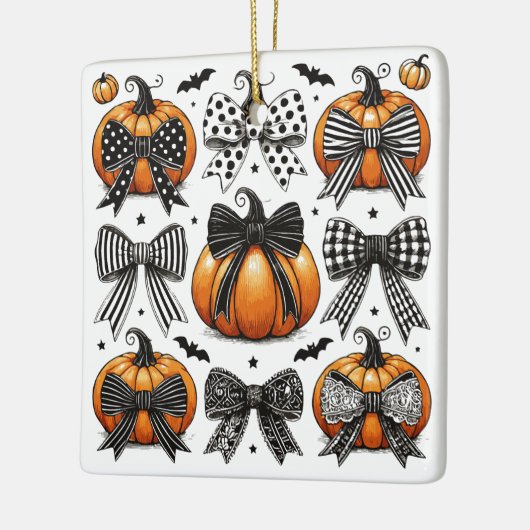 Fall Pumpkin Bow Keramikornament (Links)