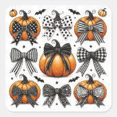 Fall Pumpkin Bow Quadratischer Aufkleber (Vorderseite)