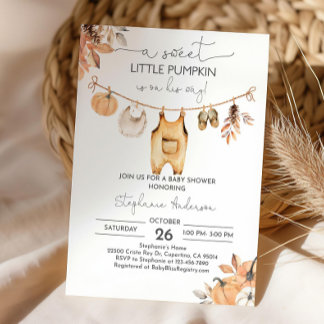 Fall Pumpkin Boy Baby Kleidung Baby Dusche Invitat Einladung