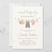 Fall Pumpkin Boy Baby Kleidung Babydusche Einladung (Vorderseite)