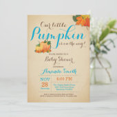 Fall Pumpkin Boy Babydusche Einladung (Stehend Vorderseite)