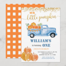 Fall Pumpkin Boy Erster kleiner blauer Lastwagen G