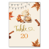 Fall Pumpkin braut Kaffee Blätter Tischnummer (Vorderseite)