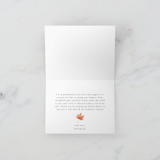 Fall Pumpkin-Brautparty Dankeskarte (Innenseite)