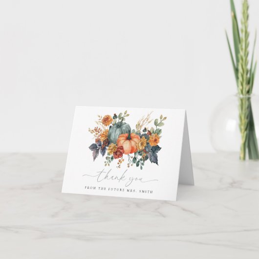 Fall Pumpkin-Brautparty Dankeskarte (Vorderseite)