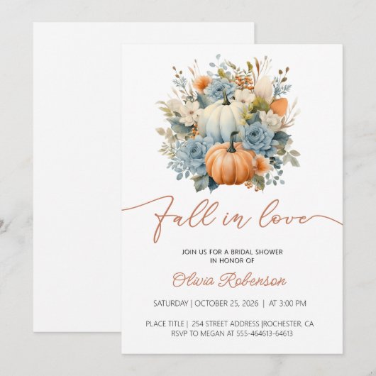 Fall Pumpkin-Brautparty Einladung (Vorne/Hinten)