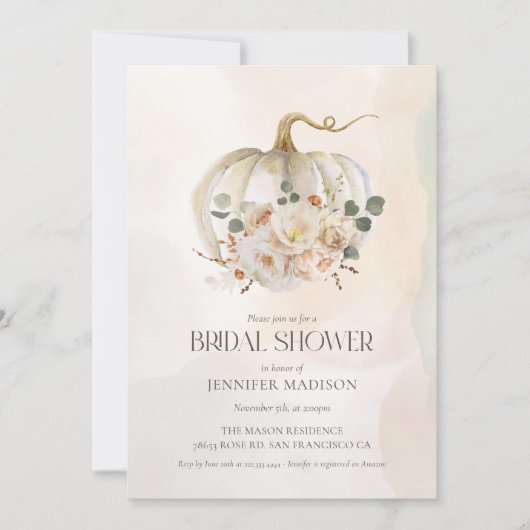 Fall Pumpkin-Brautparty Einladung (Vorderseite)