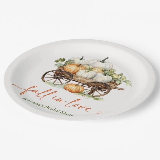 Fall Pumpkin Brautparty Paper Teller (Schrägansicht)