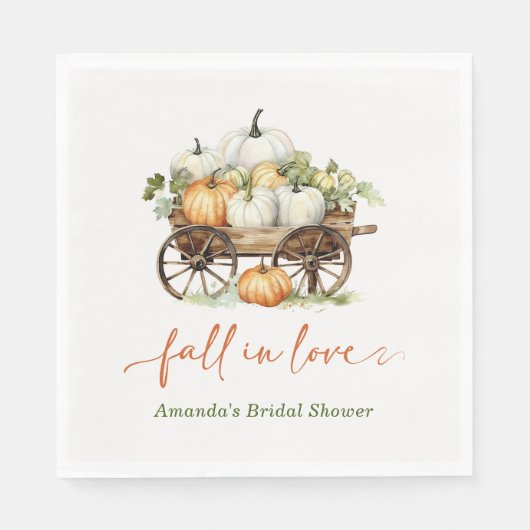 Fall Pumpkin Brautparty Paper Teller Serviette (Vorderseite)