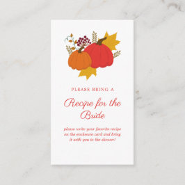 Fall Pumpkin Brautparty Rezept Card Begleitkarte