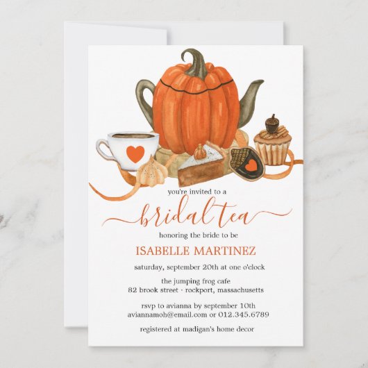Fall Pumpkin Brautparty Tee Einladung (Vorderseite)