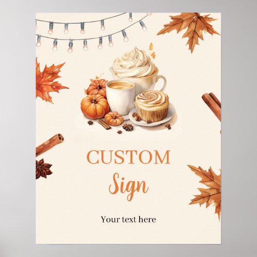 Fall Pumpkin Brechen Kaffee Custom Sign Poster (Vorne)
