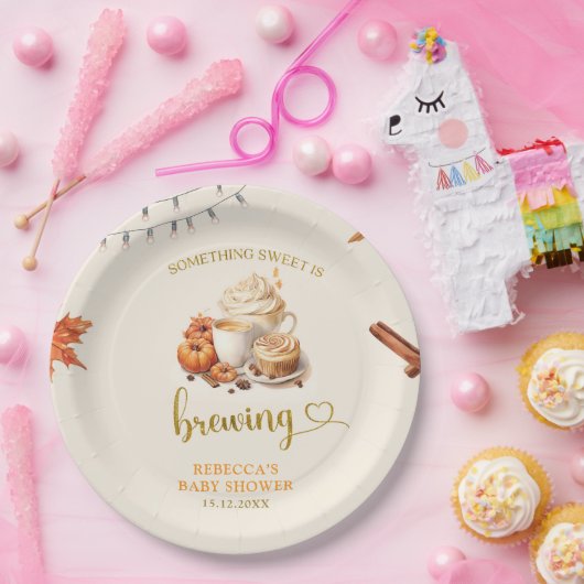 Fall Pumpkin Brewing Coffee Blätter Paper Plate Pappteller (Party)