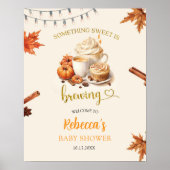 Fall Pumpkin Brewing Coffee Blätter Willkommenszei Poster (Vorne)