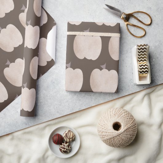 Fall Pumpkin Brown Boho Wrapping Paper Geschenkpapier (Kunsthandwerk)