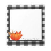 Fall Pumpkin Buffalo Kariert Personalisierter Note Notizblock (Vorderseite)