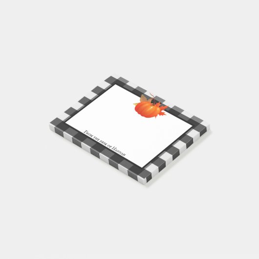 Fall Pumpkin Buffalo Karierte Personalisierte Noti Post-it Klebezettel (angewinkelt)