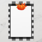 Fall Pumpkin Buffalo Karierte Personalisierte Stat Briefpapier (Rückseite)