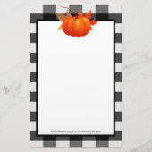 Fall Pumpkin Buffalo Karierte Personalisierte Stat Briefpapier (Vorderseite)
