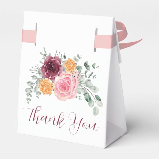 Fall Pumpkin Burgundy Blush Pink Thank You Geschenkschachtel (Rückseite)