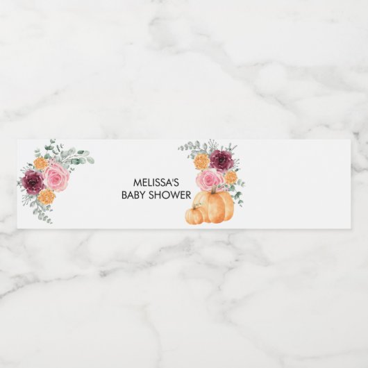 Fall pumpkin burgundy blush pink water labels wasserflaschenetikett (Einzelnes Label)