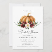 Fall Pumpkin Burgundy Floral Brautparty Einladung (Vorderseite)