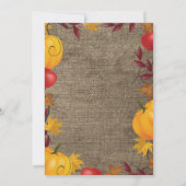 Fall Pumpkin Burlap Aqua Baby Dusche Einladung (Rückseite)