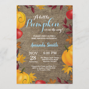 Fall Pumpkin Burlap Boy Baby Dusche Einladung