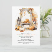 Fall Pumpkin Carving | Family Kids Halloween-Party Einladung (Stehend Vorderseite)