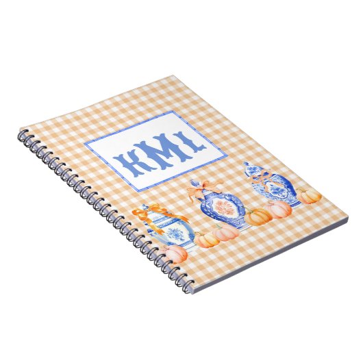 Fall Pumpkin Chinoiserie Ginger Jar Monogram Notizblock (Rechte Seite)