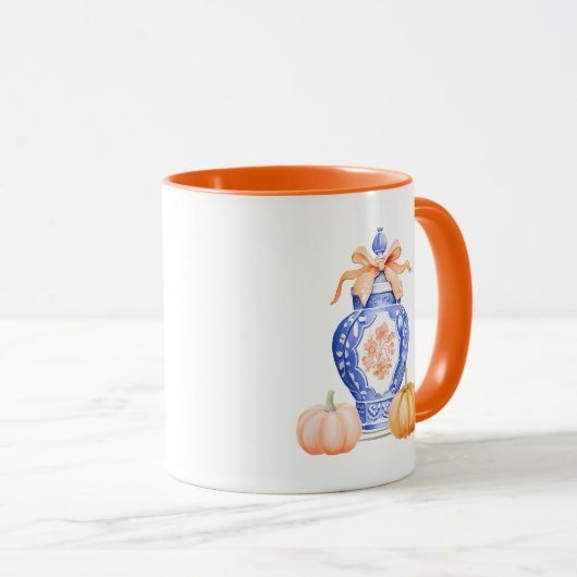 Fall Pumpkin | Chinoiserie Ginger Jar Monogram Tasse (VorderseiteRechts)